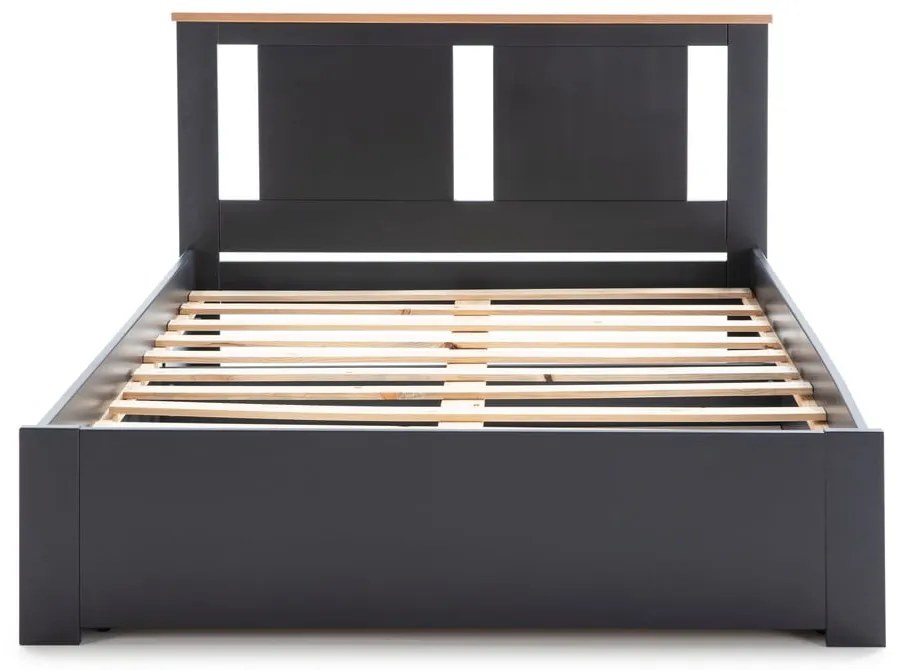 Sötétszürke franciaágy ágyráccsal 140x190 cm Enara – Marckeric