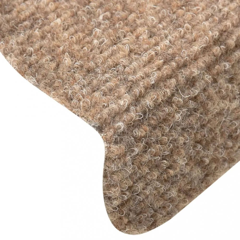 10 db krémszínű tűlyukasztott öntapadó lépcsőszőnyeg 65x21x4 cm