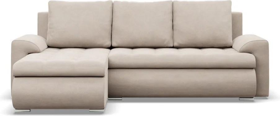 Tokio sarokkanapé, 2 ágyneműtartóval, bársony, baloldali, bézs