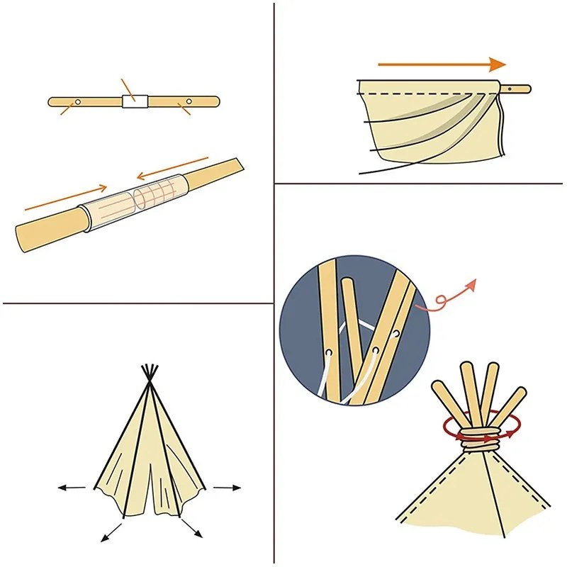 Tipi indián sátor gyerekeknek Csillag 110 x 140 cm - szürke