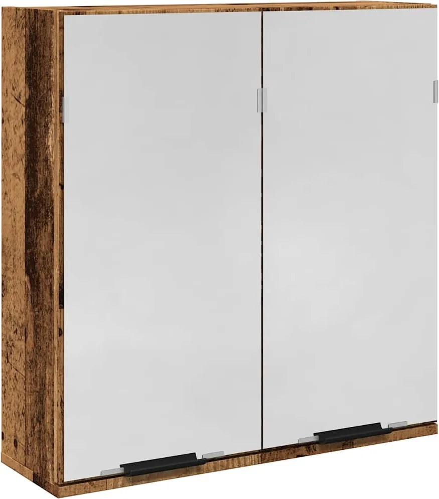vidaXL Fürdőszoba tükörszekrény Régi fa 64x20x66,5 cm Gépelt fa