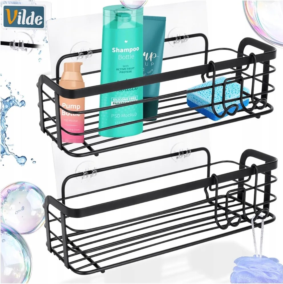 Fürdőszoba polc öntapadós zuhany kozmetikumok kiegészítők x2