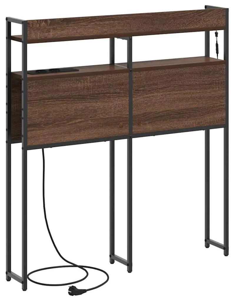 Fejtámla LED -es lámpákkal polcokkal barna tölgy 100 cm Faanyag