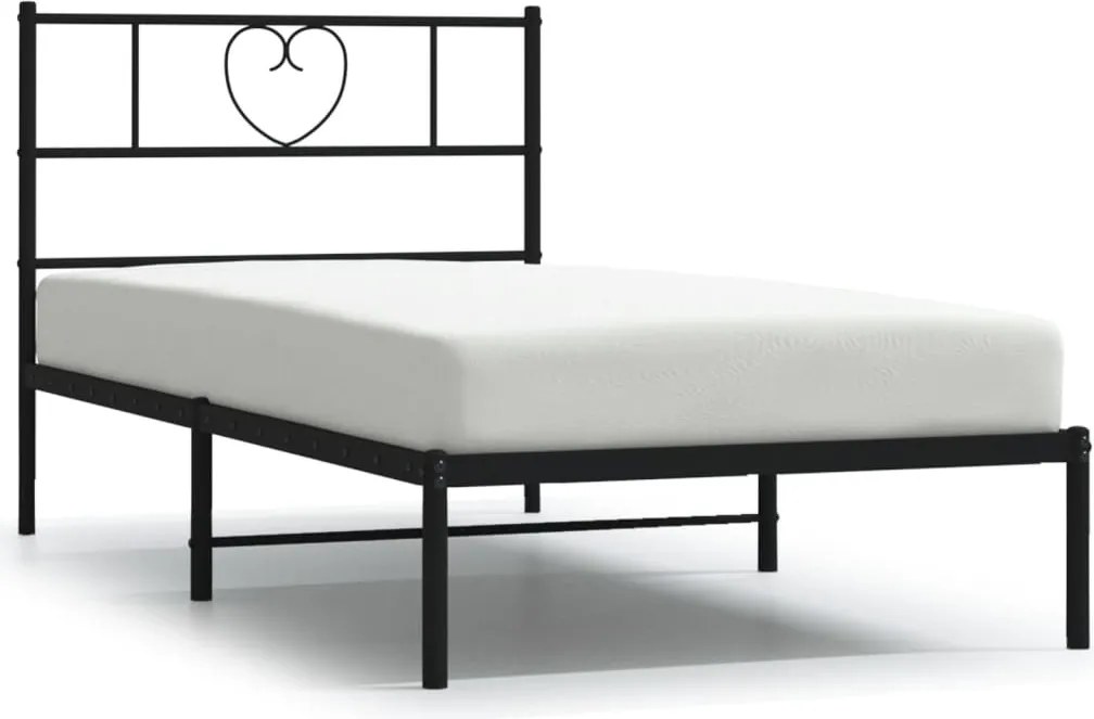 vidaXL fekete fém ágykeret fejtámlával 80 x 200 cm