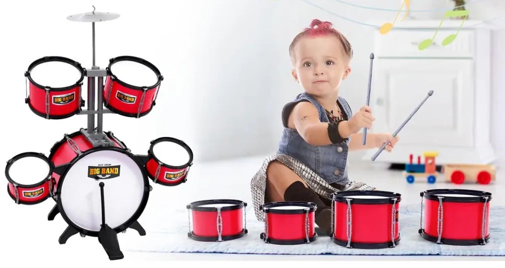 Játék dobszett székkel, bordó