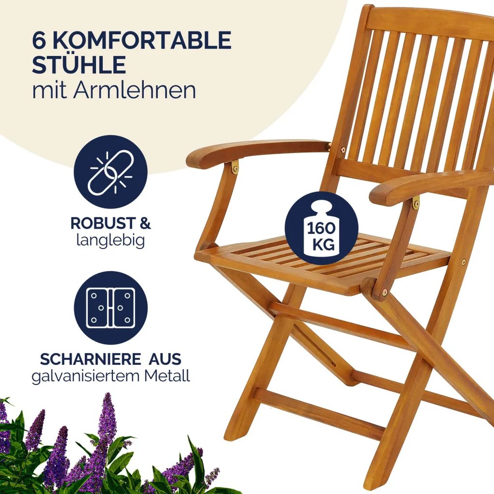 Kerti ülőgarnitúra, 7 darabos, akácfából, barna