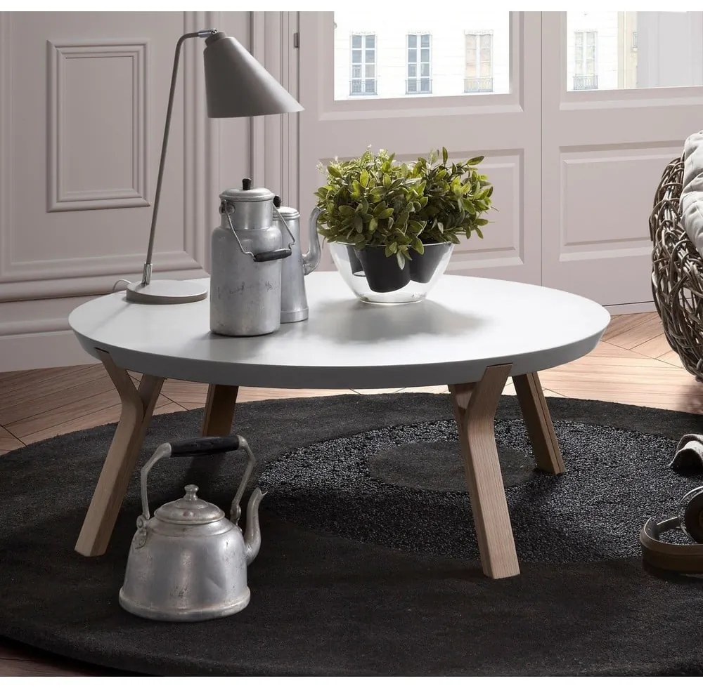 Solid fehér dohányzóasztal, ⌀ 90 cm - Kave Home