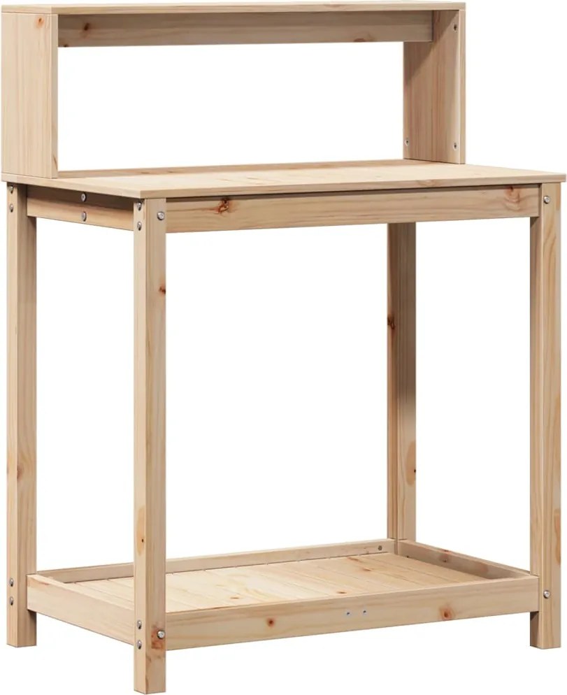 vidaXL tömör fenyőfa ültetőasztal polccal 82,5 x 50 x 109,5 cm