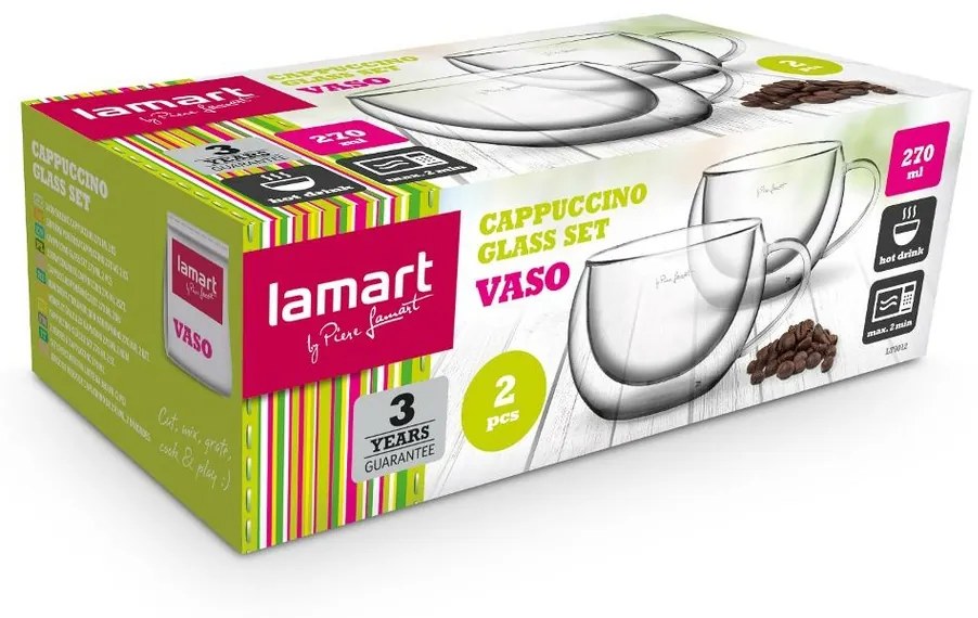 Lamart LT9012 pohárkészlet Cappuccino Vaso, 270ml, 2 db