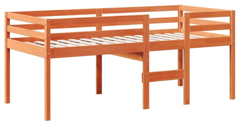 viaszbarna tömör fenyőfa magasított ágy tetővel 90 x 190 cm