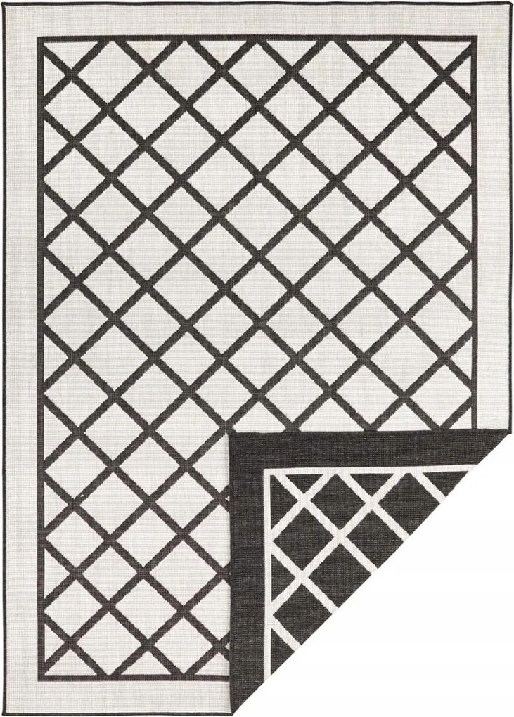 Fekete krémszínű lapos szőnyeg kétoldalas külső-belső 120x170cm