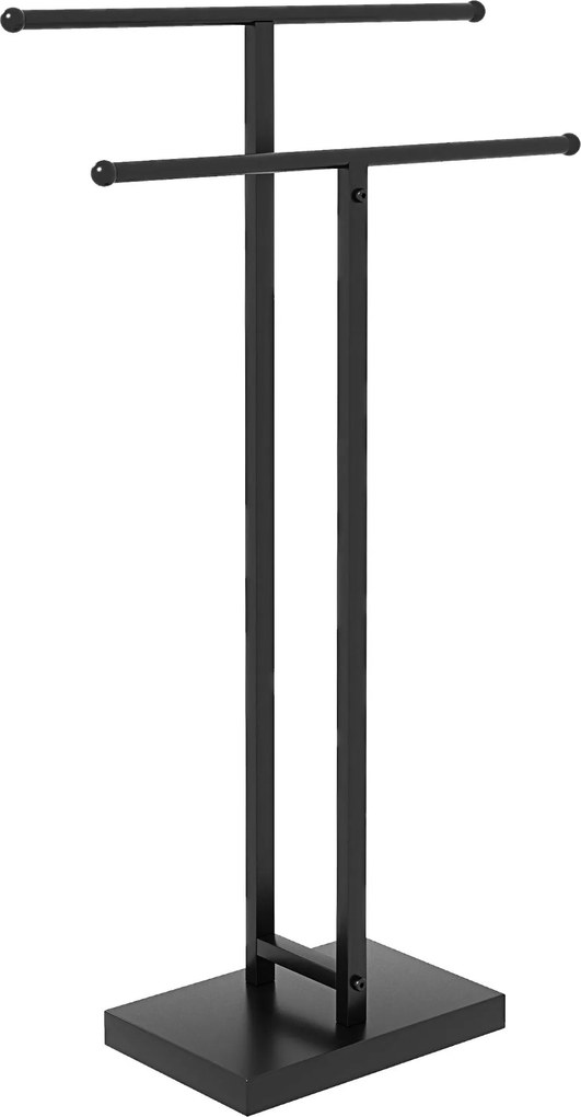 HOMCOM Szabadon álló Törölközőtartó 2-Tier Fém Törölközőtartó Fürdőszobába, 50 x 18,5 x 85 cm, Fekete | Aosom