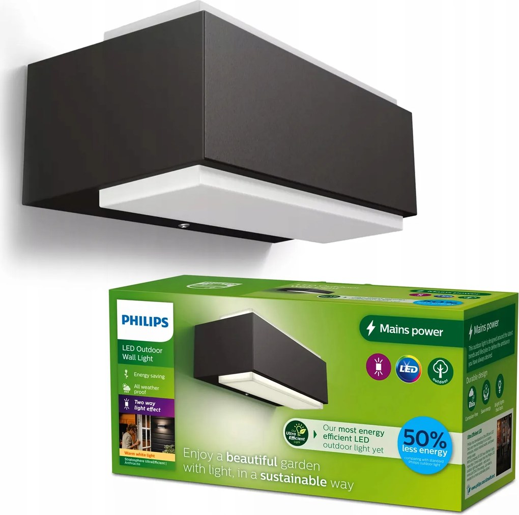 LED-es kerti lámpa Homlokzati fali lámpa Stratosphere 3,8W 2700K IP44 Philips