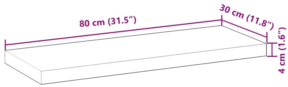 olajbevonatú tömör akácfa függőpolc 80 x 30 x 4 cm