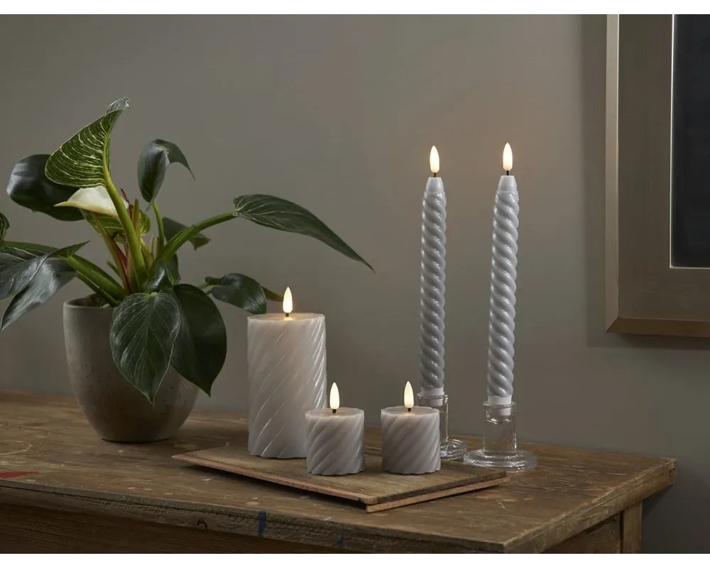 Flamme Swirl Antique 2 db szürke LED viaszgyertya, magasság 7,5 cm - Star Trading