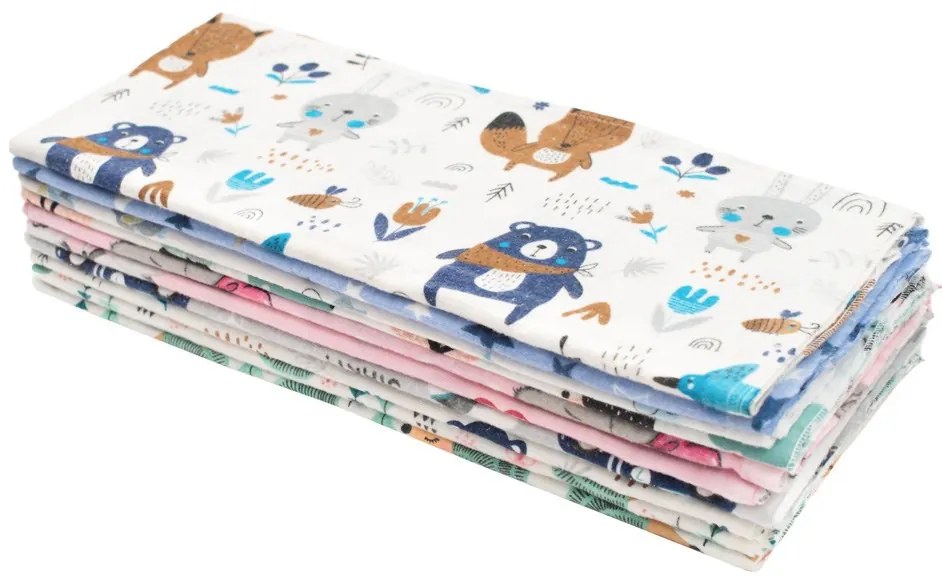 Flanel pelenka nyomtatott mintával NEW BABY 70x80 cm 10 db