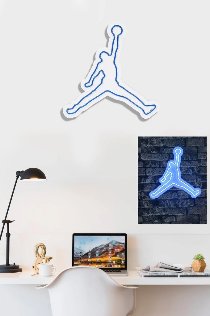 Műanyag LED-es fali dekoráció, Basketball - Blue