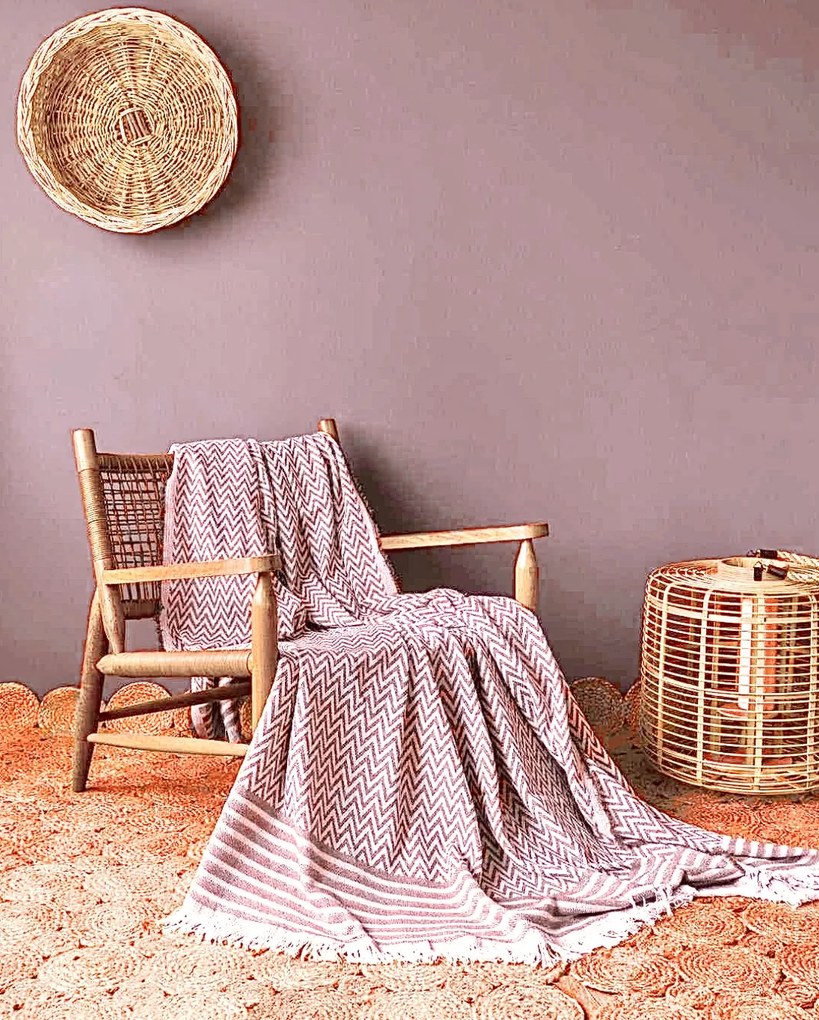 Szőtt pamut takaró exkluzív Lara barna 150x200cm TiaHome