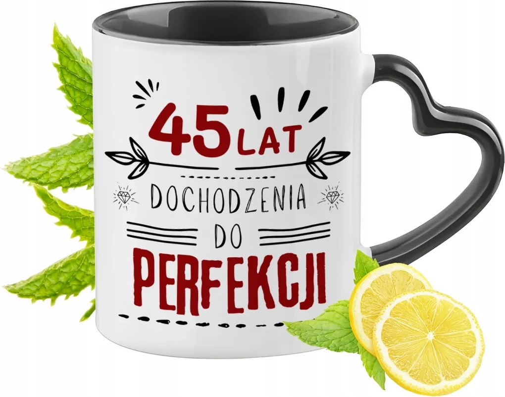 Születésnapra 45 45te Fekete Bögre Szív Alakú Füllel Ajándék