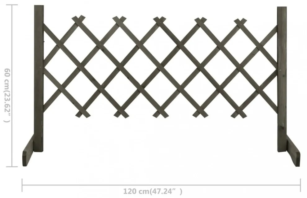 vidaXL szürke tömör fenyőfa rácsos kerti kerítés 120 x 60 cm