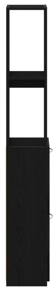 vidaXL Fekete Tölgy Fürdőszobai Szekrény 25x25x170 cm Mérnöki Fa