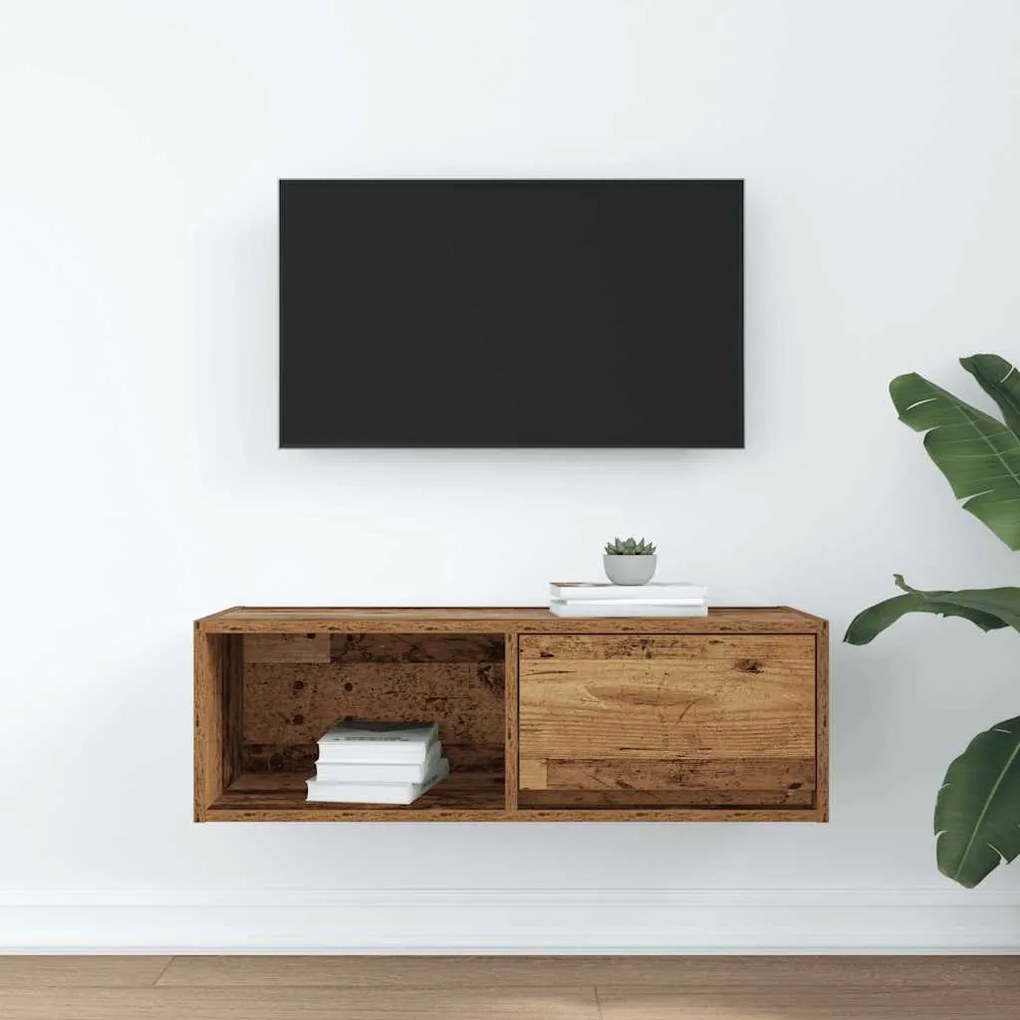 antik fa színű szerelt fa TV-szekrény 80x31x25,5 cm