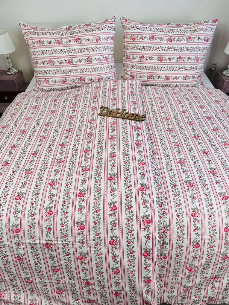 Falu rózsaszín pamut ágyneműhuzat TiaHome - 1x Párna 90x70cm, 1x Paplan 140x200cm