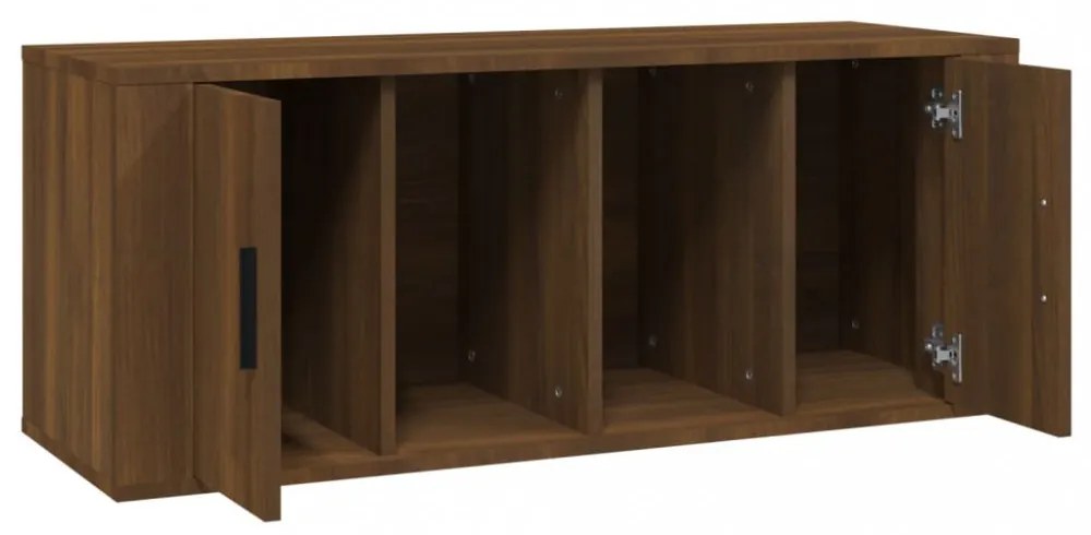 barna tölgyszínű szerelt fa TV-szekrény 100 x 35 x 40 cm
