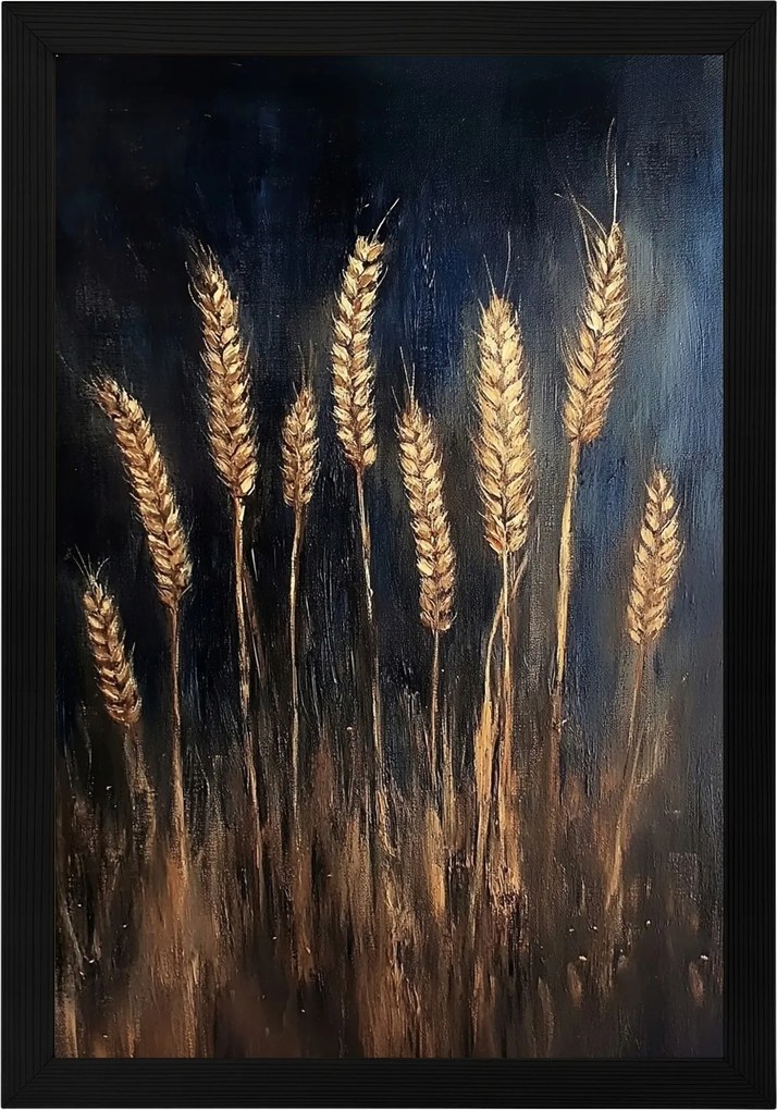 Poszter Keret Fa Olaj Természet Növényzet Falu Mező Gabona Kalászok 40x60