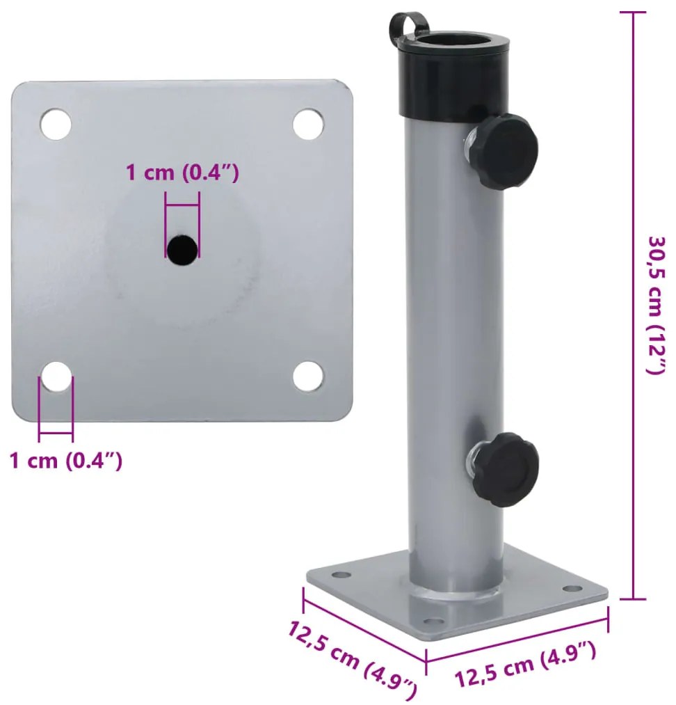 ezüstszínű acél napernyőtalp rúdhoz Ø38/48 mm