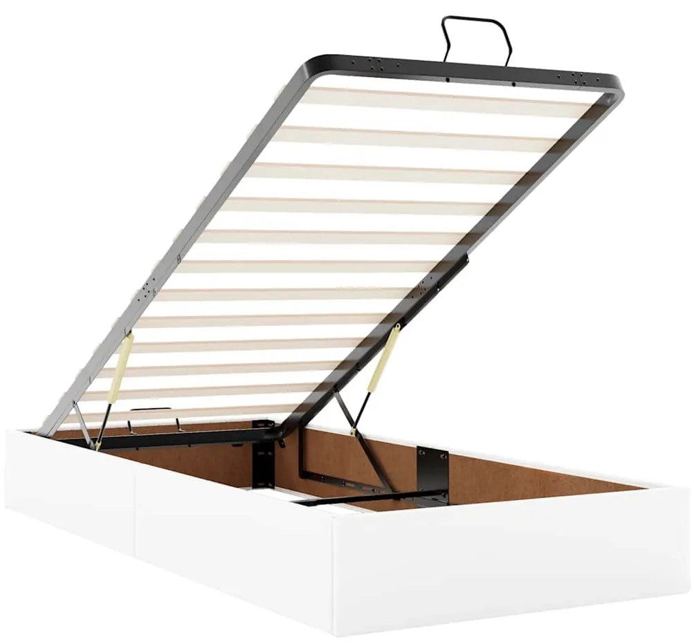 Ottomán ágykeret matrac nélkül fehér 100x200 cm műbőr