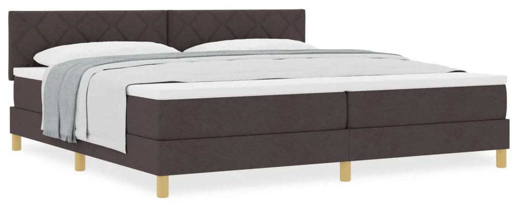 Boxspring ágy matraccal Sötétbarna 200x200 cm Szövet