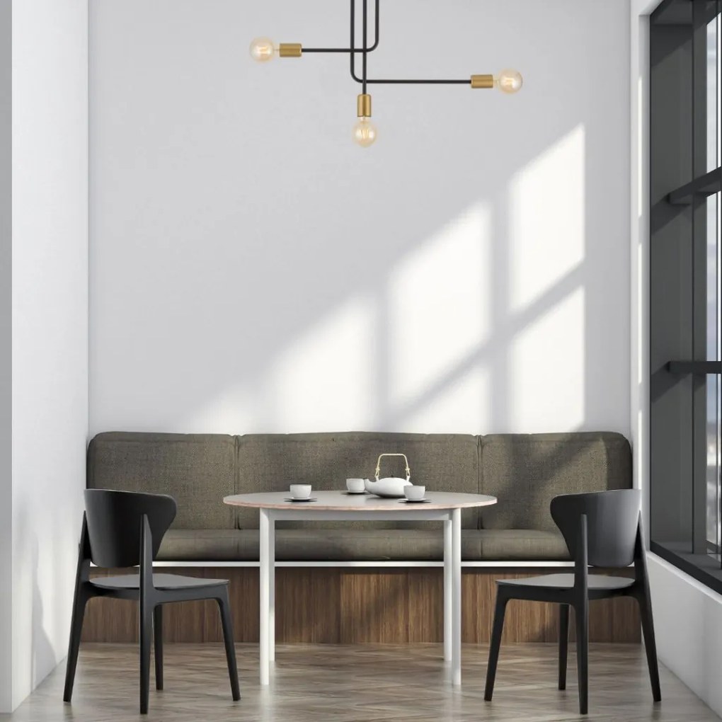 SIGMA LIGHTING 32380 GINO Mennyezeti Csillár Fekete, Arany E27 IP20