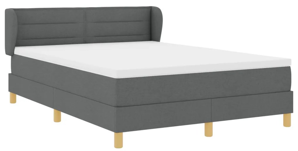 Boxspring Ágy Matrac Kivitel Sötétszürke 140x190 cm Szövet