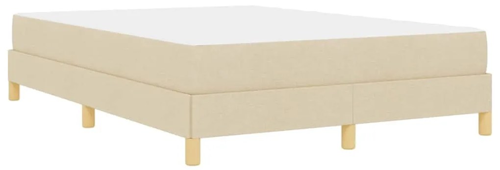 Boxrugós ágy Krém és barna 140 x 190 cm Textil és mérnöki fa