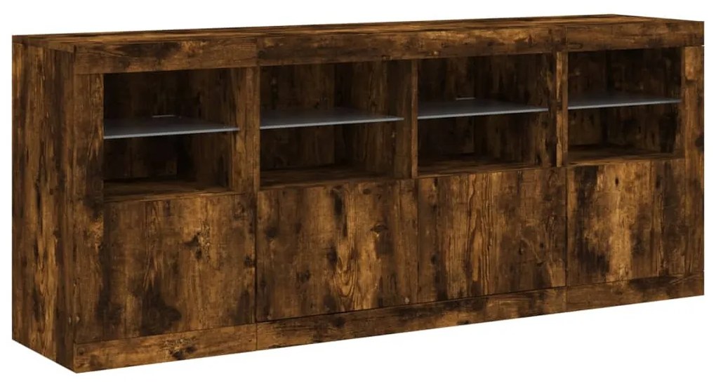 füstös tölgy színű tálalószekrény LED-ekkel 163 x 37 x 67 cm