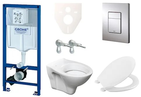 Fali WC szett GROHE előtétfalas szereléshez + Ceramia S-Line Pro WC 38528SET-KR