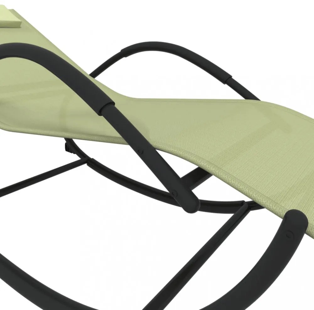 2 db krémszínű acél és textilén hintázó napozóágy