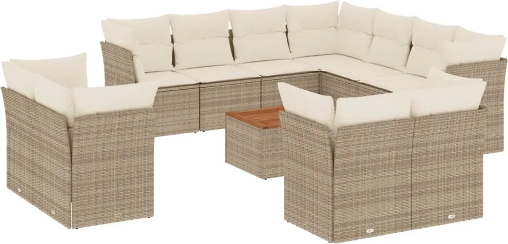 vidaXL 12 részes bézs polyrattan kerti ülőgarnitúra párnákkal