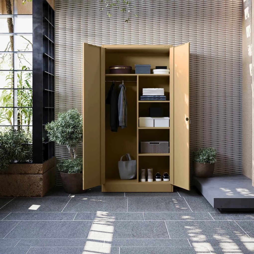 Zárható tárolószekrény DAWID, 900 x 1850 x 450 mm, Fresh Style: bézs