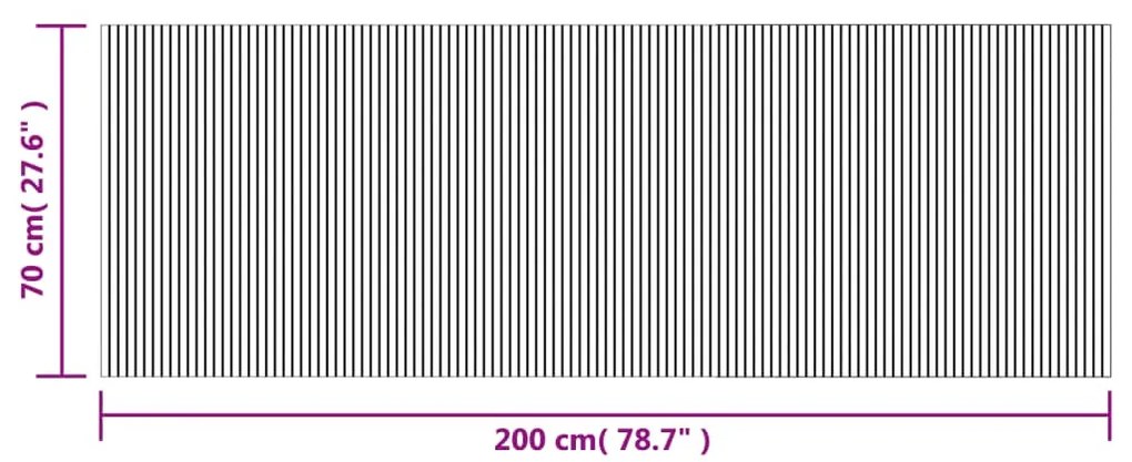 négyszögletű fekete bambusz szőnyeg 70 x 200 cm
