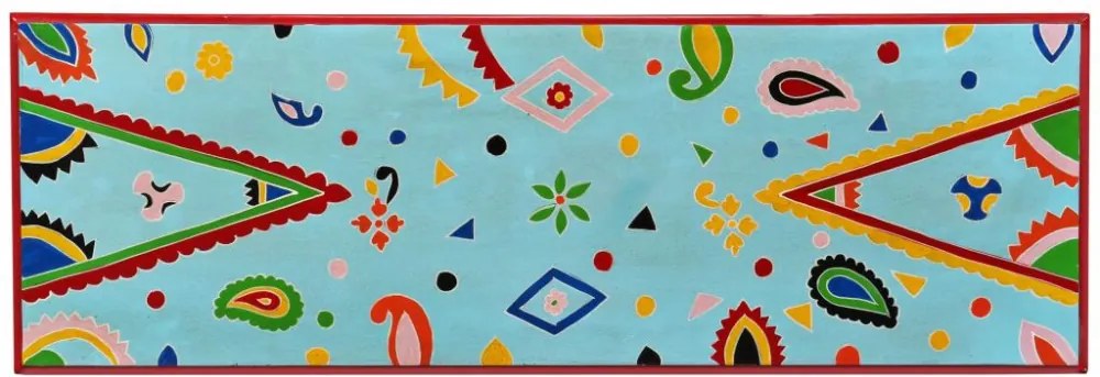 kézzel festett kék, tömör mangófa konzolasztal