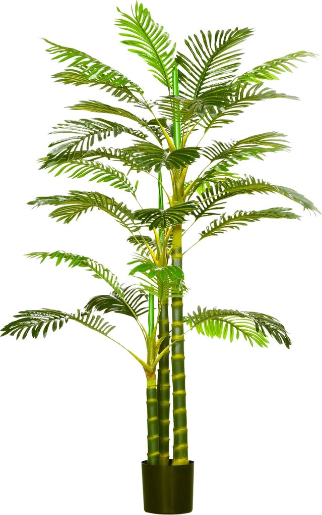 HOMCOM Mesterséges Pálma 190 cm Mesterséges Növény, Műanyag Mesterséges Növények Cserépben, Mesterséges Pálma, Műnövény a Nappaliba, Hálószobába, Irod