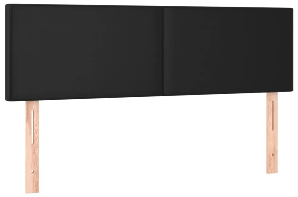 fekete műbőr rugós ágy matraccal és LED-del 140 x 190 cm