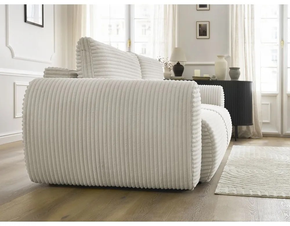 Krémszínű kordbársony kinyitható kanapé 257 cm Lucien – Bobochic Paris