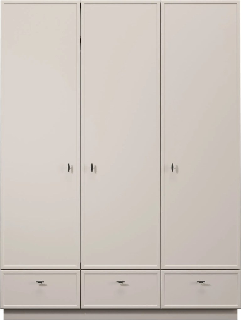 Lorini gardróbszekrény 150 cm polcokkal - kasmír / fekete T-bar fogantyúk