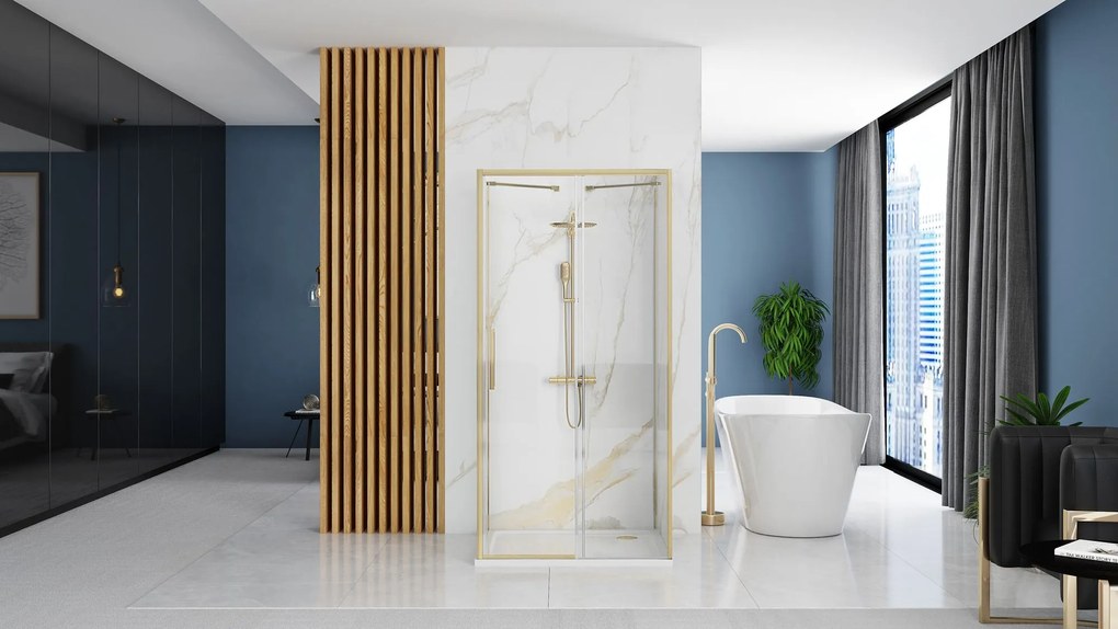 Falra szerelhető zuhanykabin REA Rapid Slide Brush Gold