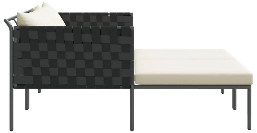 Napozóágy párnákkal 2 fő részére Anthracite 115x153x69,5 cm Acél