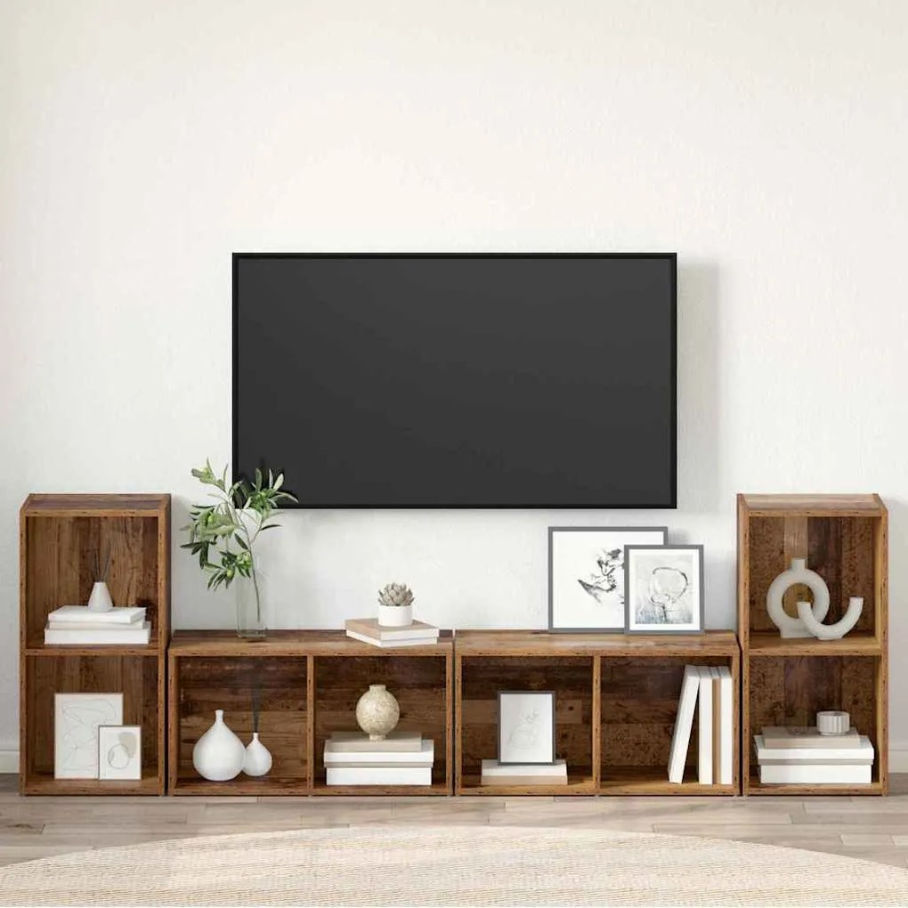 TV szekrény garnitúra 4 pcs Régi fa 37 x 35 x 72 cm Faanyag