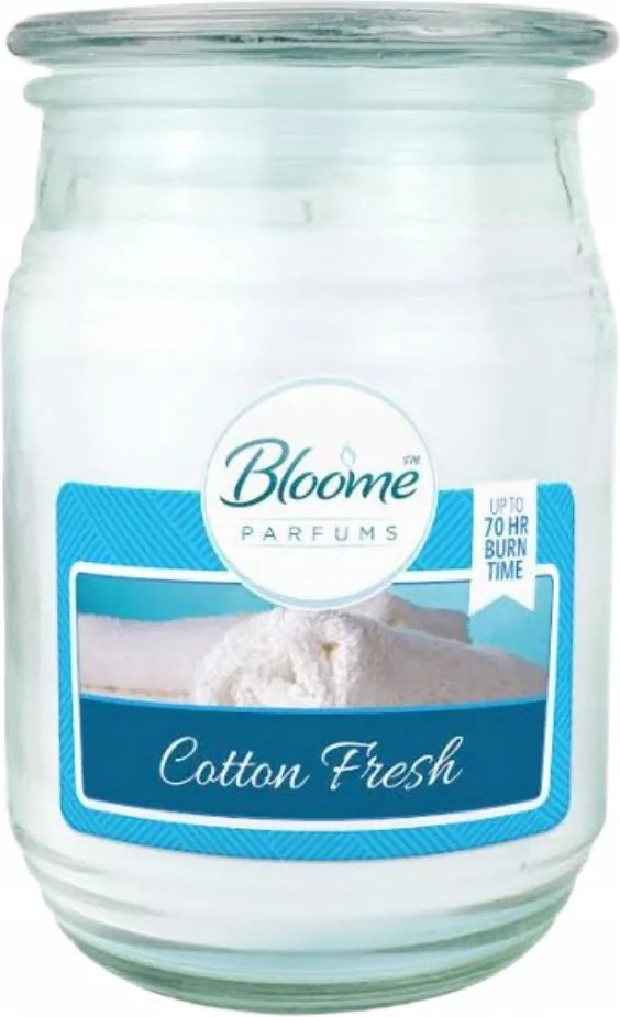 Illatgyertya Bloome Cotton Fresh Elegáns Üvegtégelyben Akár 70h